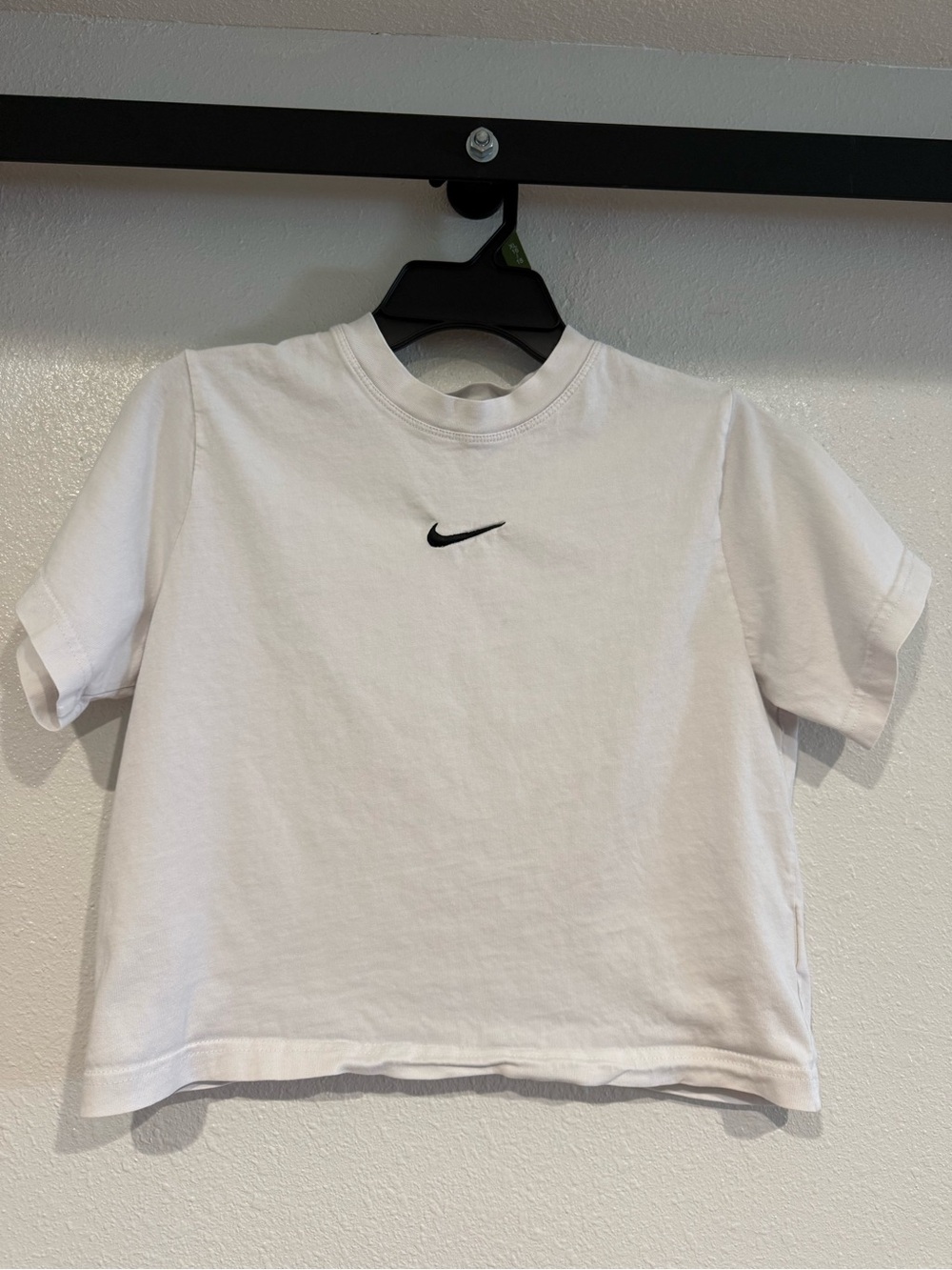 Nike White Short-Sleeve Kids Tee with Black Swoosh